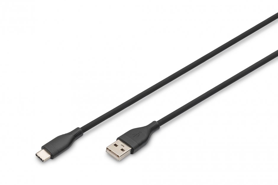 Imagine Cablu USB-A 2.0 la USB type C 60W 2m Negru, Digitus AK-300340-020-S