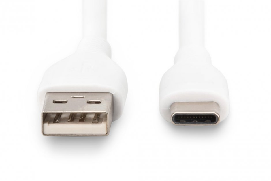 Imagine Cablu USB-A 2.0 la USB type C 60W 2m Alb, Digitus AK-300340-020-W