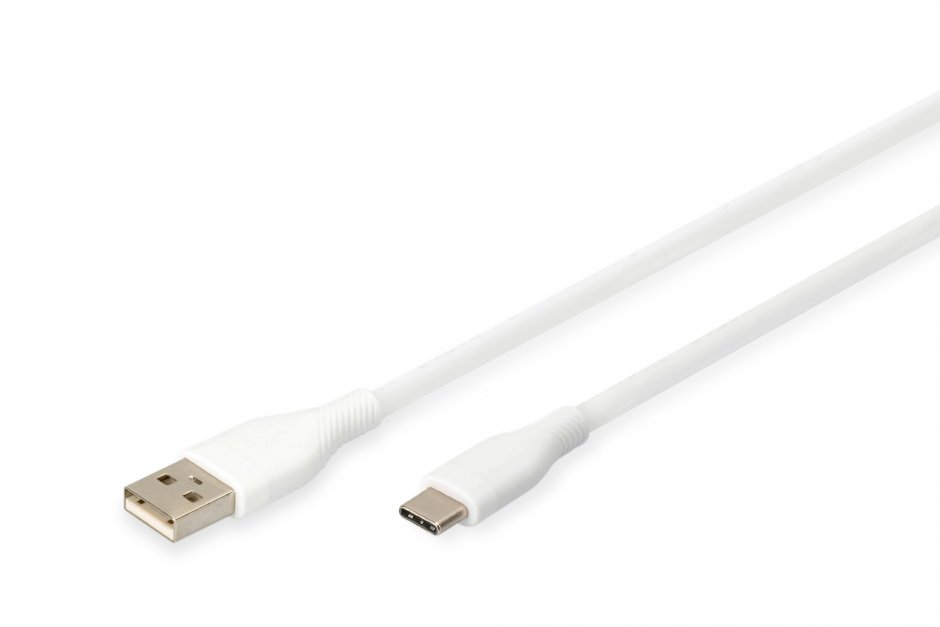 Imagine Cablu USB-A 2.0 la USB type C 60W 2m Alb, Digitus AK-300340-020-W