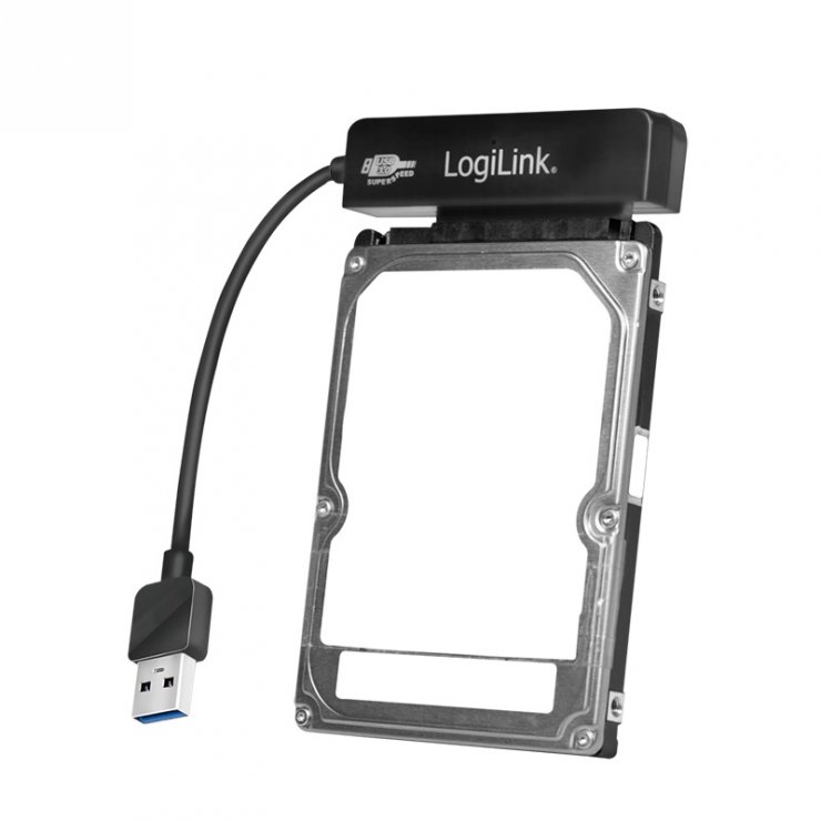 Imagine Adaptor USB 3.0 la SATA 22 pini pentru HDD 2.5" + carcasa, Logilink AU0037