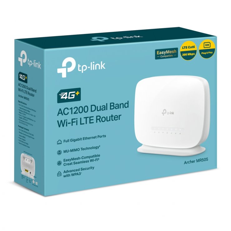 Imagine Router Wireless Dual Band Gigabit 4G+ Cat6 AC1200, TP-LINK ARCHER MR505