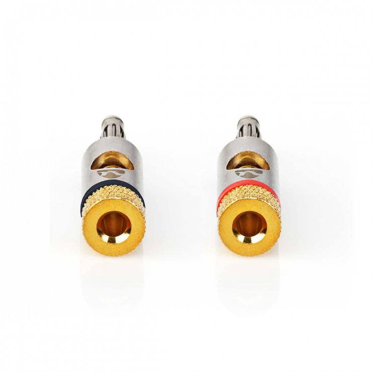 Imagine Set 2 buc conector banana aluminiu, Nedis CATB26900GD