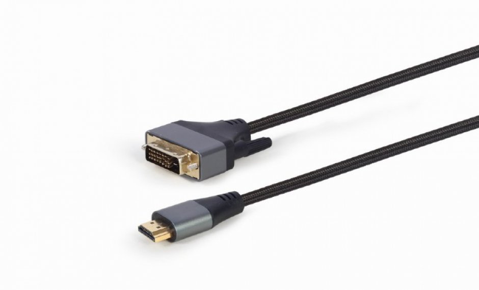 Imagine Cablu HDMI la DVI 4K30Hz T-T 1.8m brodat Negru, Gembird CC-HDMI-DVI-4K-6