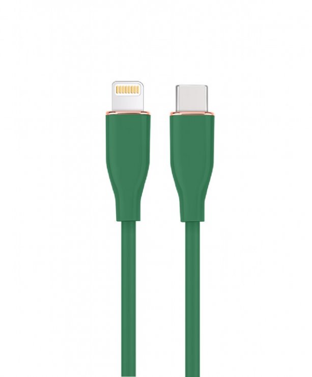 Imagine Cablu silicon USB 2.0 type C la iPhone Lightning 1.5m Verde, Gembird CC-USB2S-CM8PM-1.5M-G