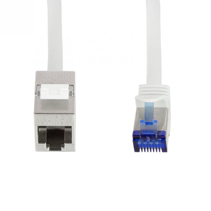 Imagine Cablu prelungitor de retea RJ45 SFTP Cat6A LSOH cu keystone 15m Gri, Logilink CC5102S