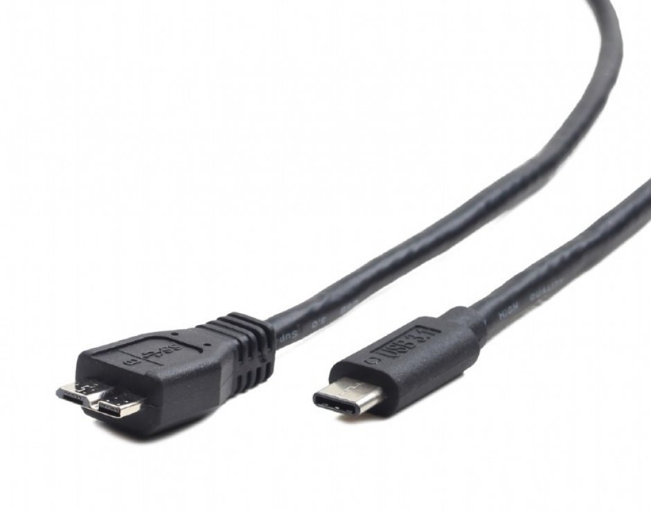 Imagine Cablu micro USB 3.0 la USB type C T-T 1m Negru, Gembird CCP-USB3-mBMCM-1M