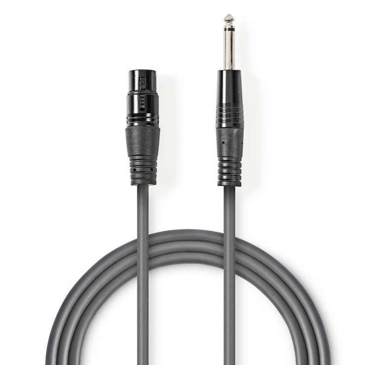 Imagine Cablu audio XLR 3 pini la jack 6.35mm M-T 5m, Nedis COTH15120GY50