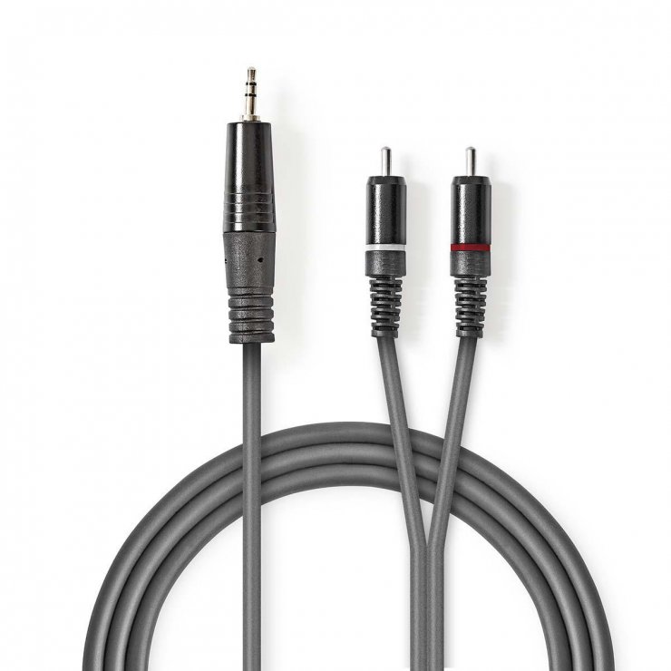 Imagine Cablu audio jack stereo 3.5mm la 2 x RCA T-T 3m, Nedis COTH22200GY30