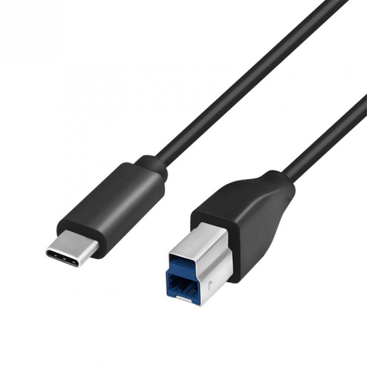 Imagine Cablu USB 3.2 type C la USB-B T-T 1m Negru, Logilink CU0162