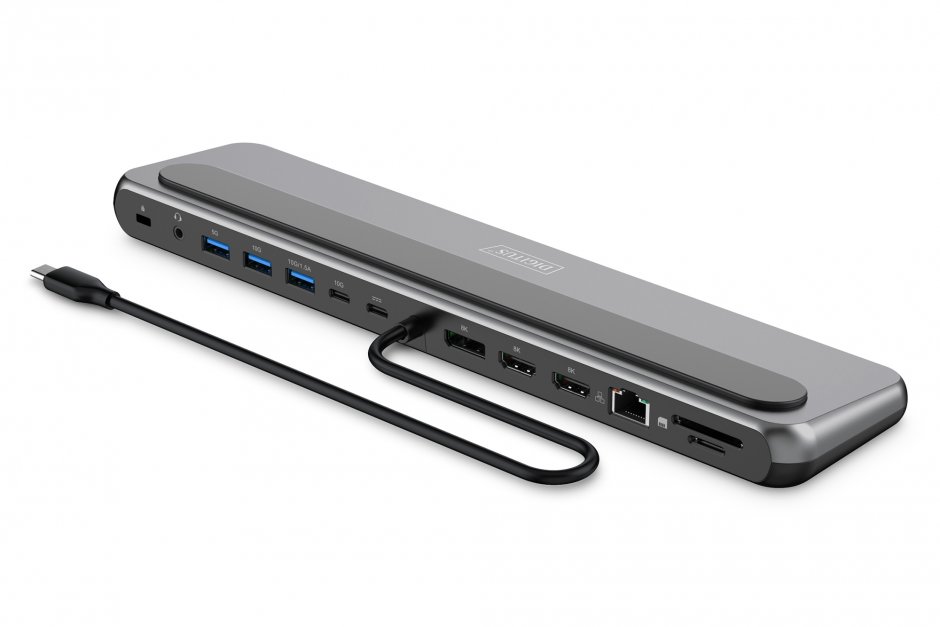 Imagine Docking station USB type C la 2 x HDMI/Displayport 8K30Hz/3xUSB-A/1xUSB type C/Gigabit LAN/micro SD+SD/jack 3.5mm + PD 100W, Digitus DA-70919