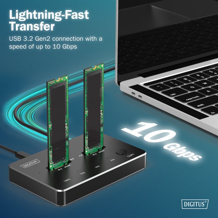 Imagine Docking station USB Type C pentru 2 x M.2 NVMe SSD , Digitus DA-71545-1