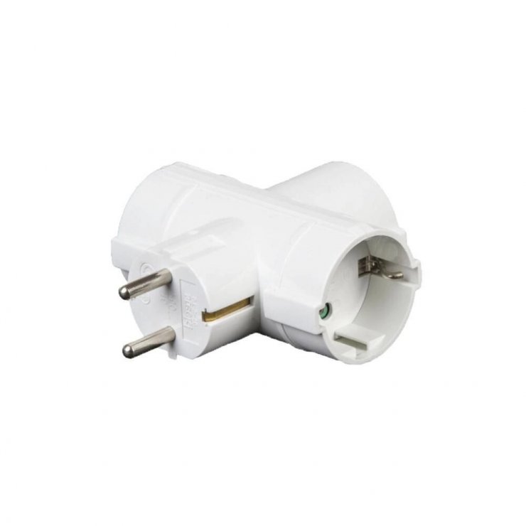 Imagine Triplu stecher cu protectie Alb, ELAD-3SH/01-THK