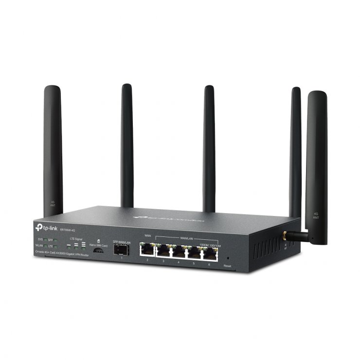 Imagine Router VPN Dual-Band Wi-Fi 6 AX3000 4G+5 antene, TP-LINK ER706W-4G