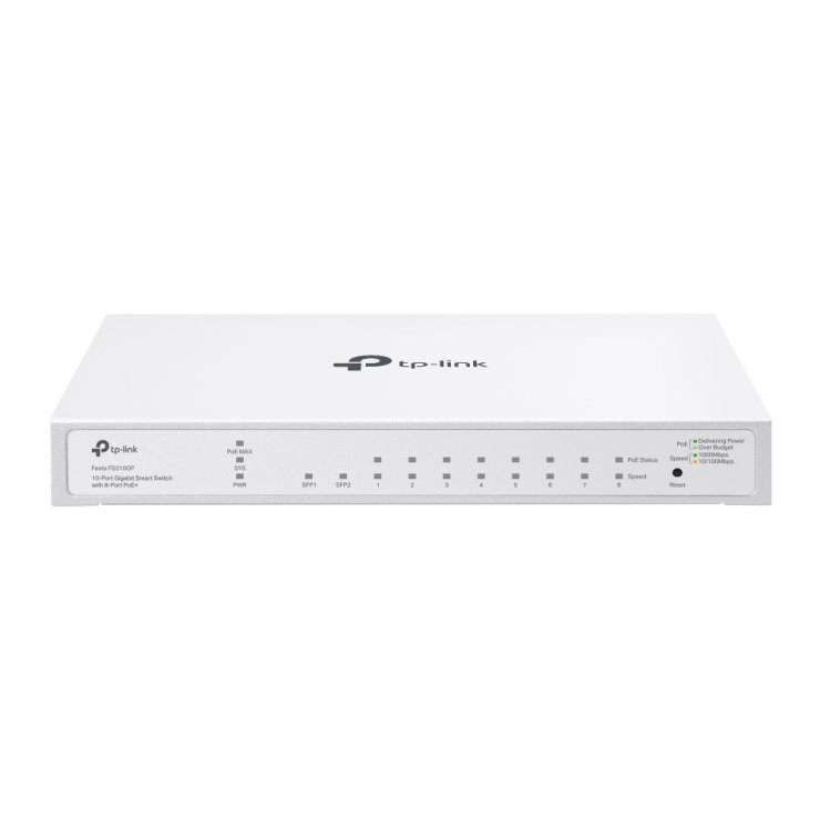 Imagine Switch Gigabit Smart 10 porturi (2 x SFP + 8 x PoE+), TP-LINK FESTA FS310GP