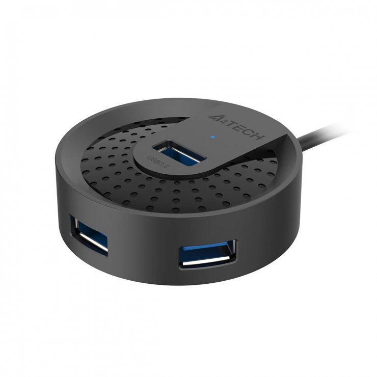 Imagine HUB  USB 3.2 type C la 4 x USB-A 0.5m Negru, A4Tech HUB-30C-BK