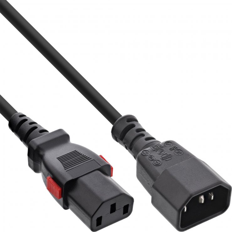 Imagine Cablu prelungitor de alimentare C13 lockable la C14 2m, InLine IL16932L
