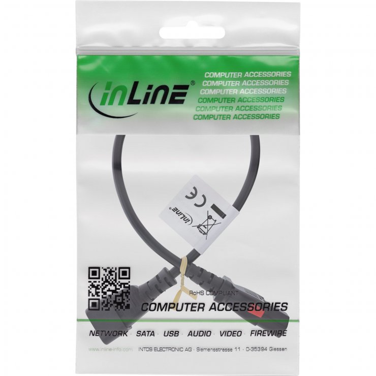 Imagine Cablu prelungitor de alimentare C13 lockable la C14 0.5m, InLine IL16934L