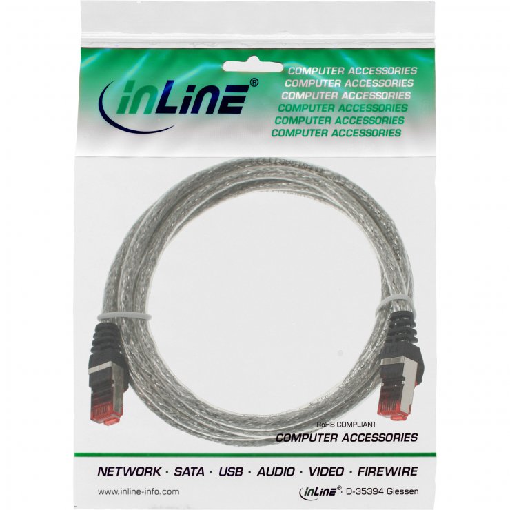 Imagine Cablu de retea RJ45 S/FTP PiMF Cat.6 1m Transparent, InLine IL76411T