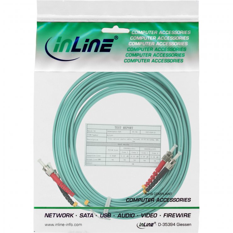 Imagine Cablu fibra optica Duplex Multimode ST-ST LSOH OM3 0.5m, InLine IL81555O