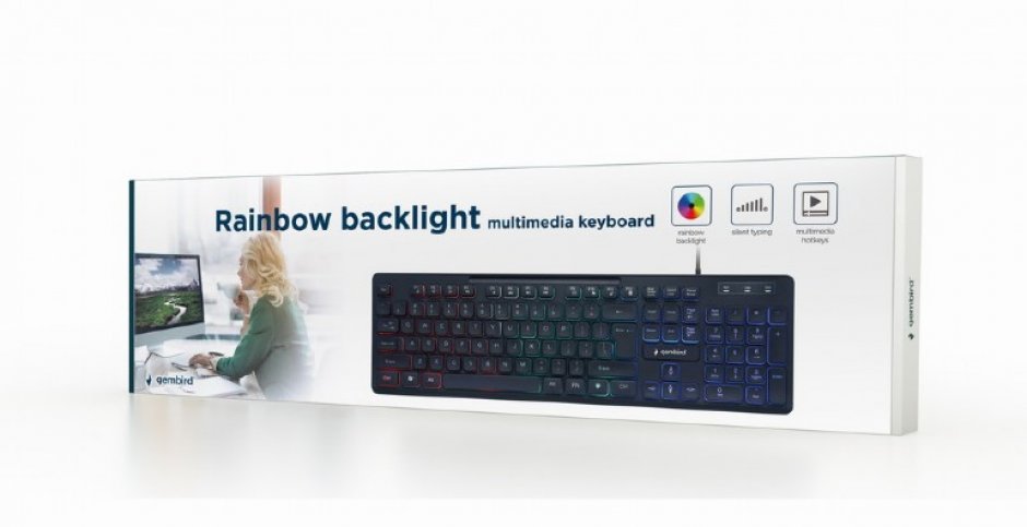 Imagine Tastatura multimedia USB Rainbow, Gembird KB-UML-02