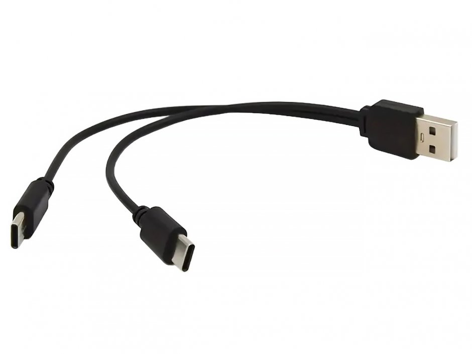 Imagine Cablu de incarcare USB-A la 2 x USB type C T-T 0.3m, ku2y04