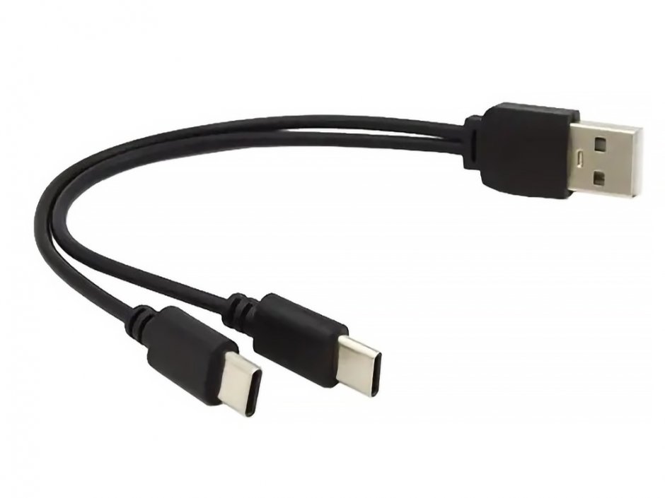 Imagine Cablu de incarcare USB-A la 2 x USB type C T-T 0.3m, ku2y04
