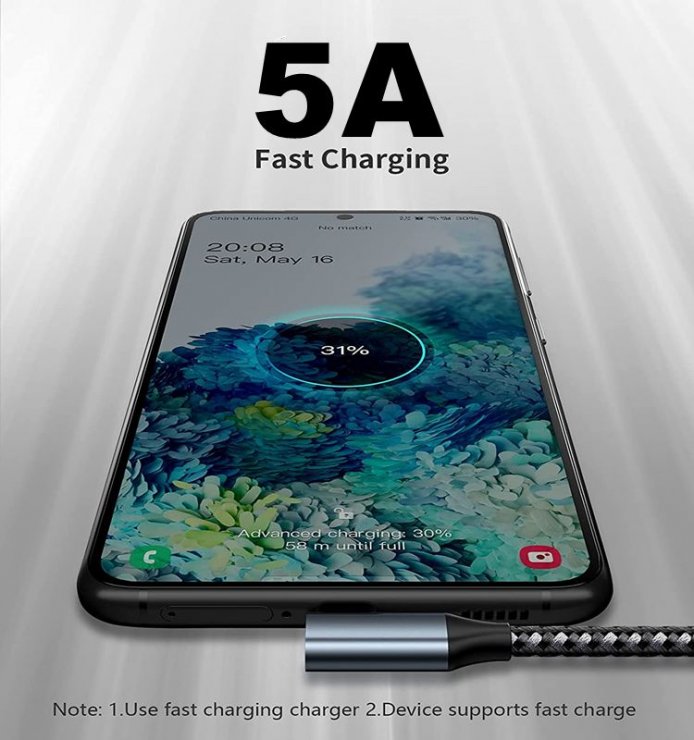 Imagine Cablu USB 3.2 Gen2x2 type C 100W unghi/unghi brodat 0.5m, ku31cj05