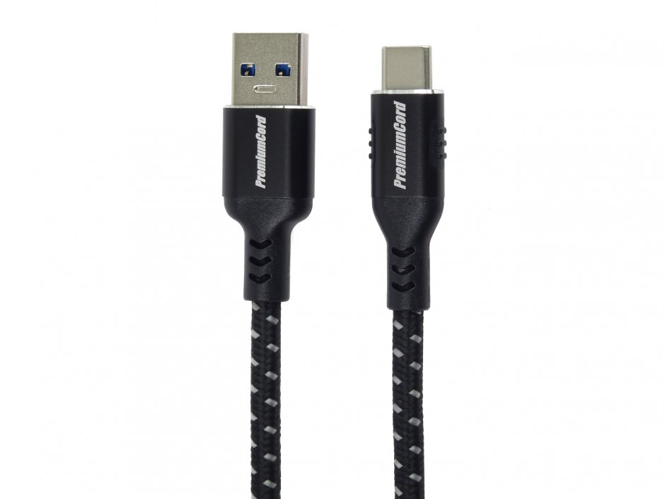 Imagine Cablu USB 3.2-A la USB type C T-T 2m brodat Negru, ku31cx2