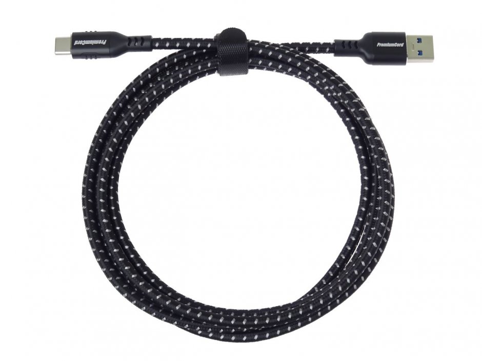 Imagine Cablu USB 3.2-A la USB type C T-T 1m brodat Negru, ku31cx1