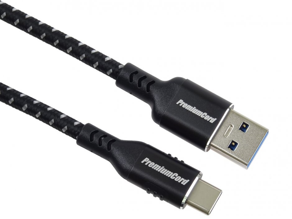 Imagine Cablu USB 3.2-A la USB type C T-T 0.5m brodat Negru, ku31cx05