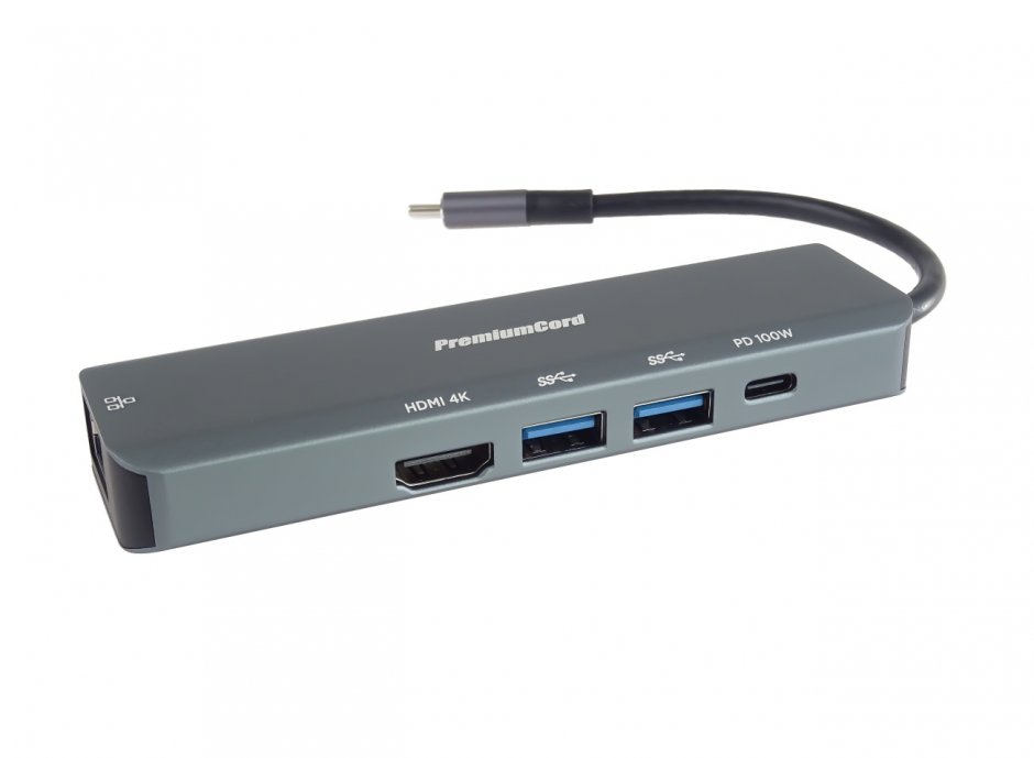 Imagine Docking station USB type C la HDMI 4K30Hz + 2 x USB-A + Gigabit LAN + PD 100W, ku31dock19