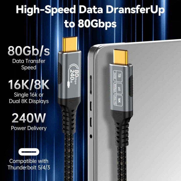 Imagine Cablu USB 4 type C 16K60Hz/4K120hz 240W 1.5m, ku4ca15
