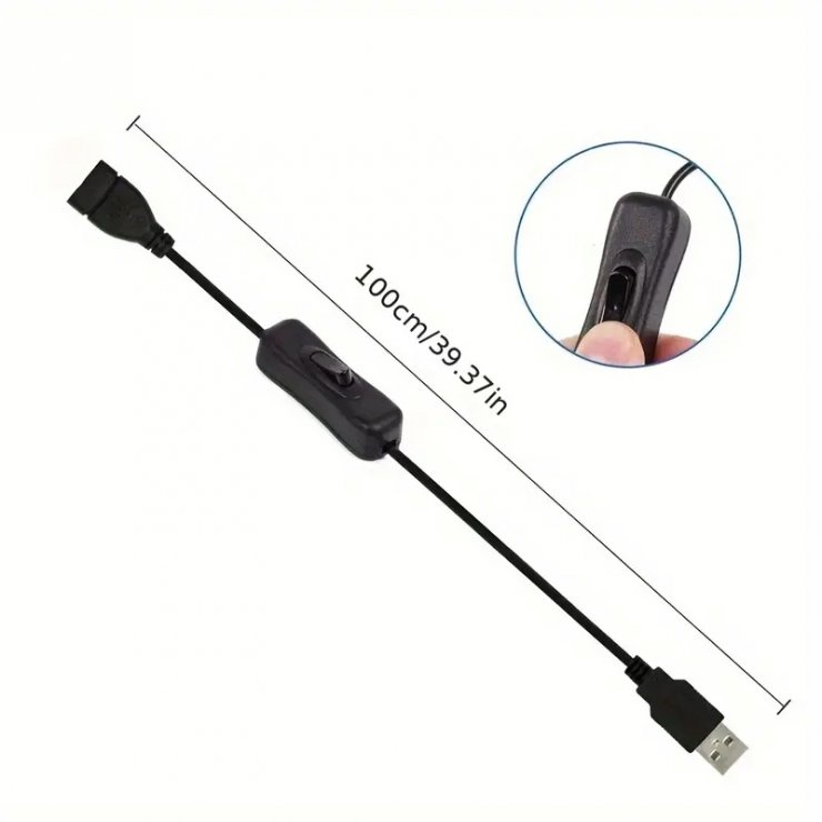 Imagine Cablu prelungitor incarcare USB-A T-M cu switch ON/OFF 1m, kupaasw1