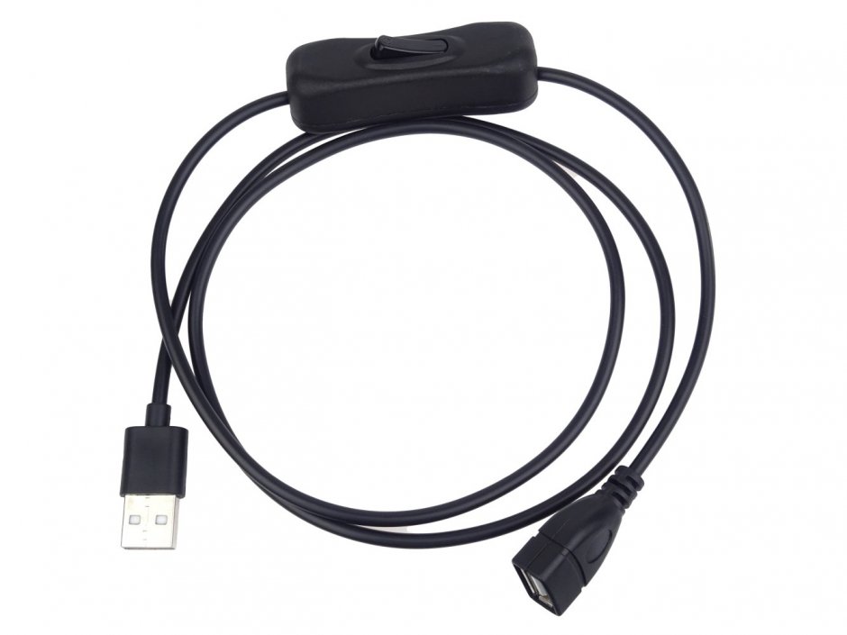 Imagine Cablu prelungitor incarcare USB-A T-M cu switch ON/OFF 1m, kupaasw1