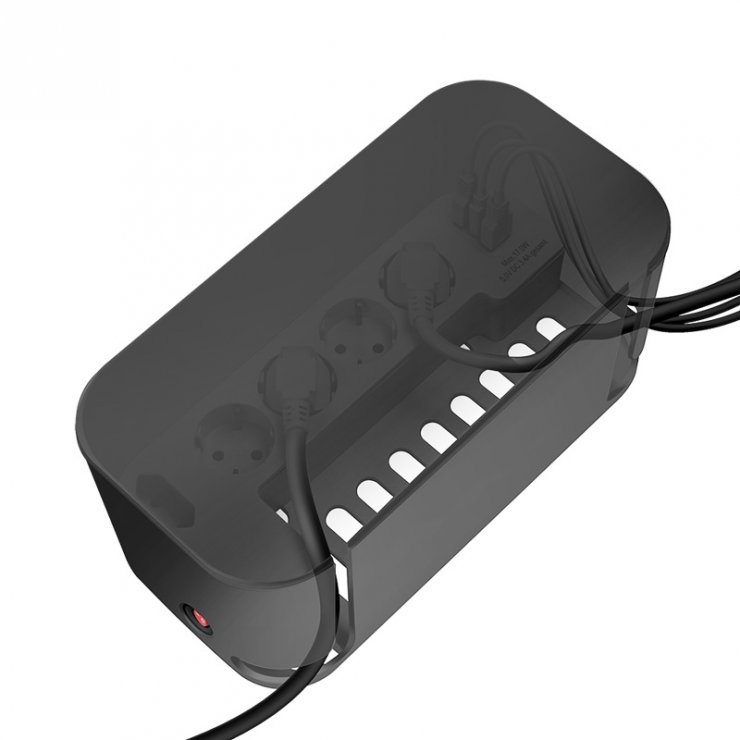 Imagine Cutie depozitare cu prelungitor 4 x Schuko + 1 x Euro + 2 x USB-A + 1 x USB-C Negru, Logilink LPS282U