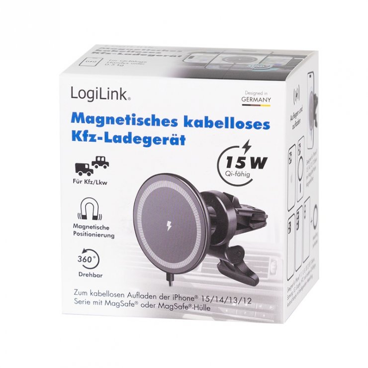 Imagine Suport/incarcator magnetic pentru smartphone montare grila, Logilink PA0333