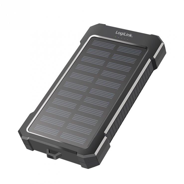 Imagine Power bank incarcare solara 10.000 mAh 2xUSB-A/1x USB-C 12W cu lanterna, Logilink PA0335