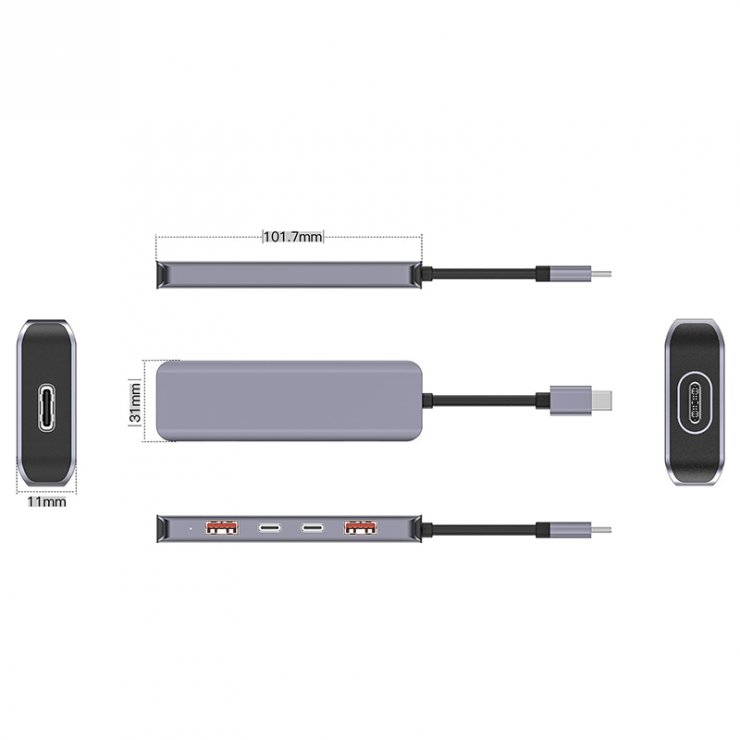 Imagine HUB USB 3.2 type C la 2 x USB-A + 2 x USB-C + PD 100W, PMH28