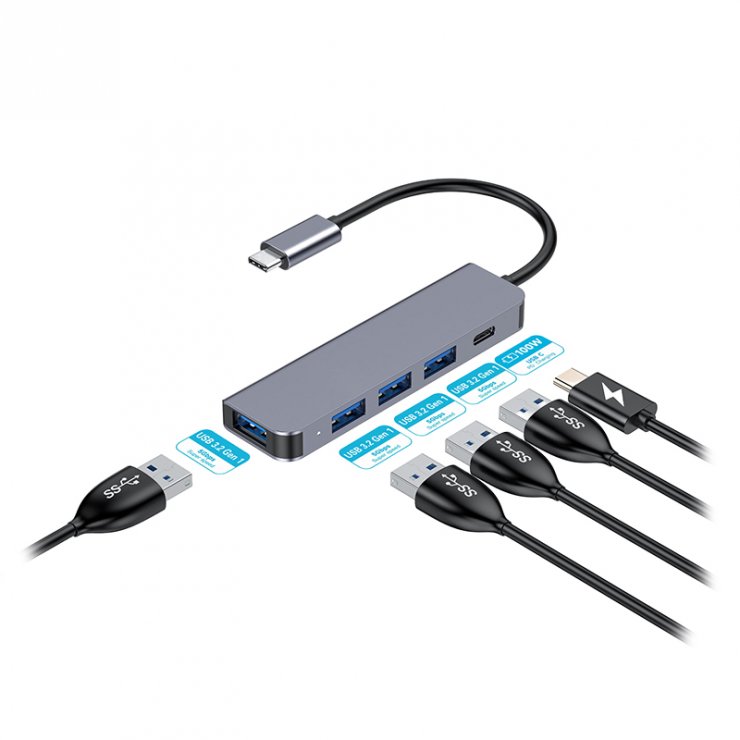 Imagine HUB USB 3.1 type C la 4 x USB-A + PD 100W, PMH42