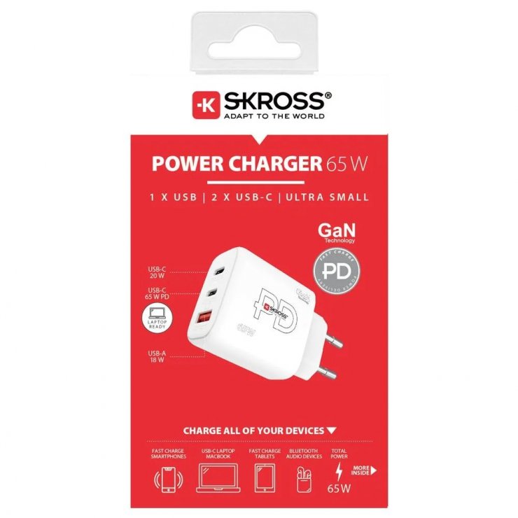 Imagine Incarcator priza 1 x USB-A / 2 x USB-C PD 65W Alb, Skross SKCH001065WPDEUCN