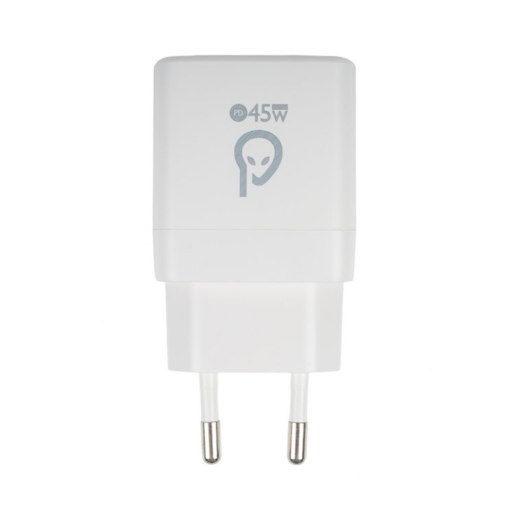 Imagine Incarcator priza 2 x USB type C 45W Alb, Spacer SPAR-TYPECQ-03