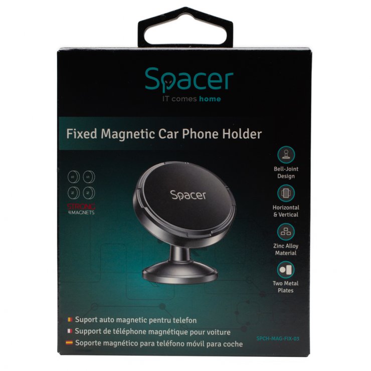 Imagine Suport auto magnetic pentru smartphone montare cu adeziv, Spacer SPCH-MAG-FIX-03