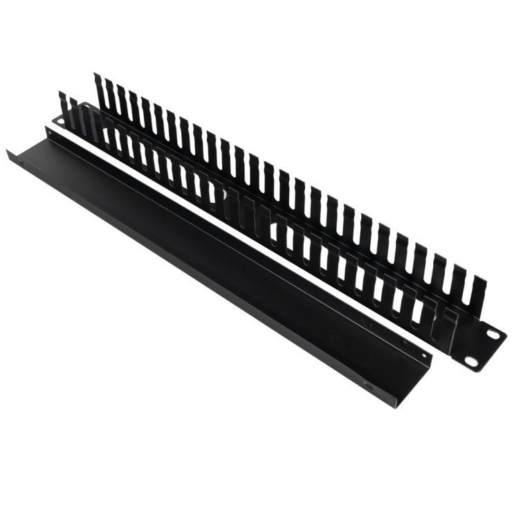 Imagine Panou 1U cu organizator cabluri pentru cabinet 19" Negru, Spacer SPCM-1U-BK-02