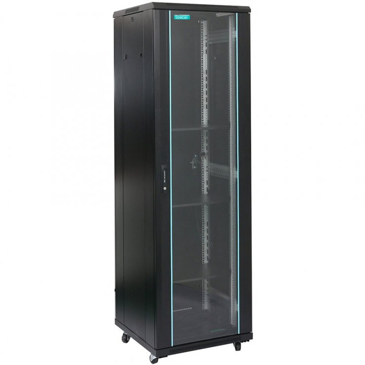 Imagine Cabinet de podea 19" 22U 600x600mm Flatpack (dezasamblat) sarcina max. 1000Kg, Spacer SPCN-22U-600-BK-03