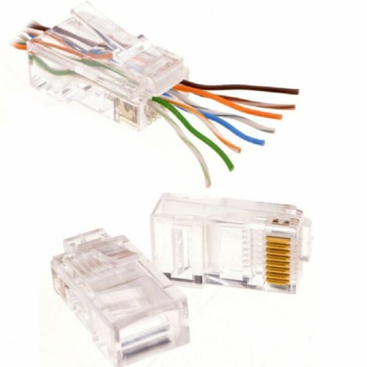 Imagine Set 100 buc mufe RJ45 Cat.6 UTP Passthrough, Spacer SPCN-RJ45PASS-UTP-CAT6