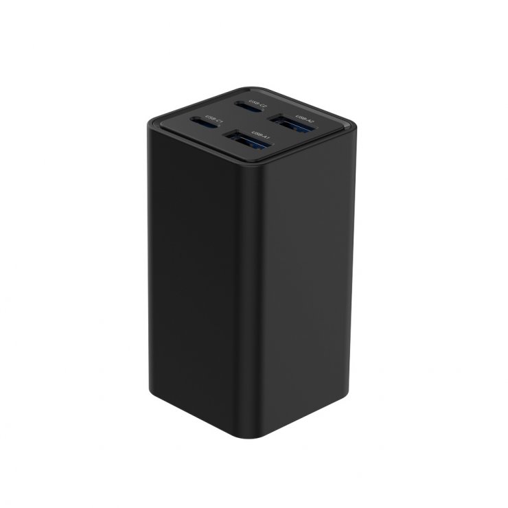Imagine Incarcator priza Fast charger cu 2 x USB-A + 2 x USB-C 65W GaN, Gembird TA-UC-2A2C-PD65-01-BK
