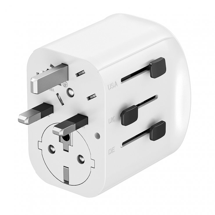 Imagine Incarcator priza universal US/UK/EU/AU cu 2 x USB-A + 1 x USB-C 15W, Gembird TPA-EU2A1C15-01-W
