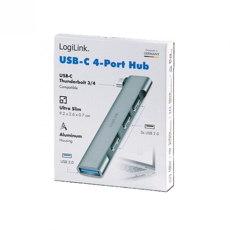 Imagine HUB USB 3.0 type C la 3 x USB-A 2.0 + 1 x USB-A 3.0, Logilink UA0437
