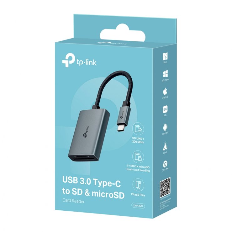 Imagine Cititor de carduri USB 3.0 type C la SD/microSD, TP-LINK UA430C