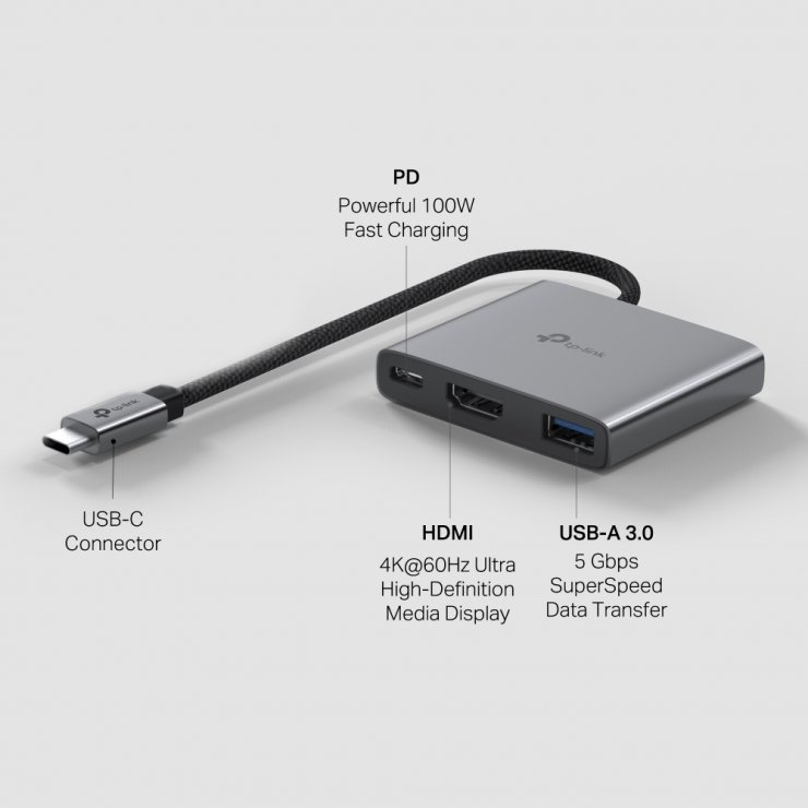 Imagine Docking station USB type C la HDMI 4K60Hz/ 1 x USB-A + PD 100W, TP-LINK UH3020C